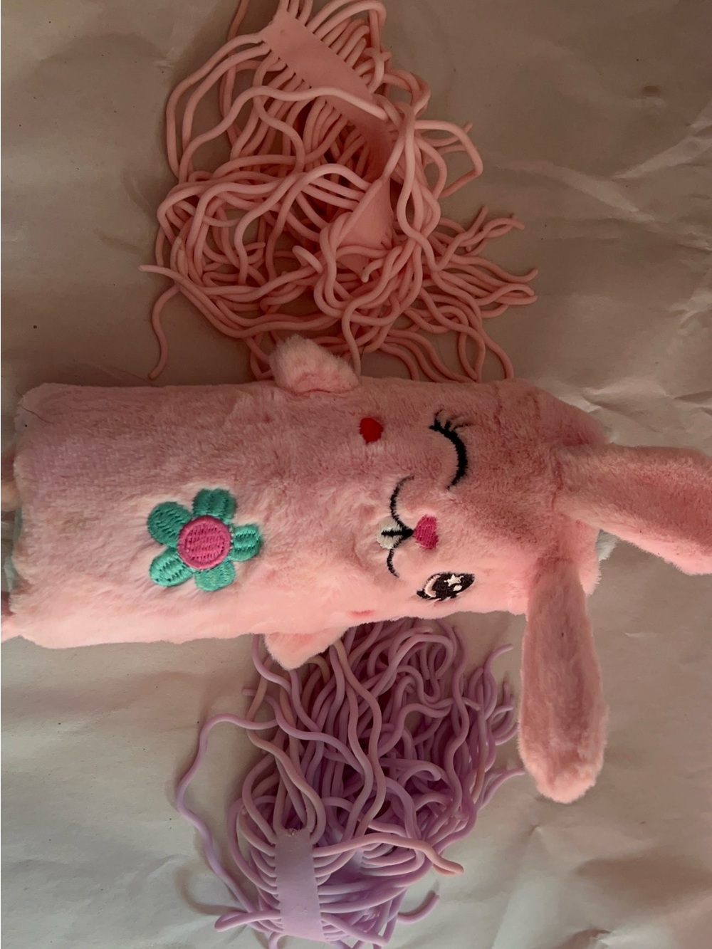 Pink Bunny and blue dog water snake and noodle fight toy
